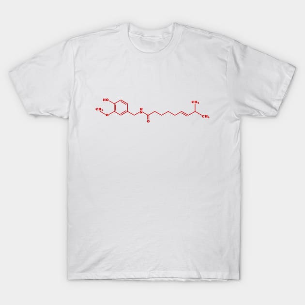 Chili Capsaicin Molecular Chemical Formula T-Shirt by tinybiscuits